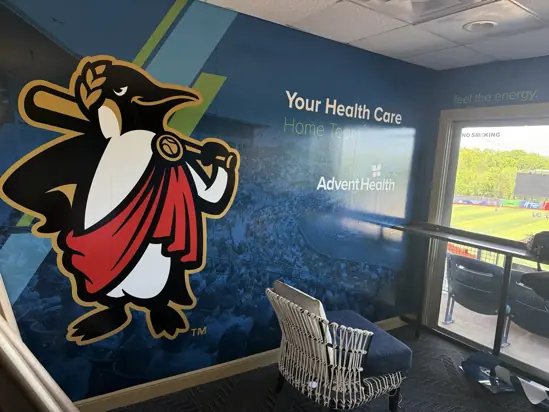 Branded AdventHealth interior feature wall graphics