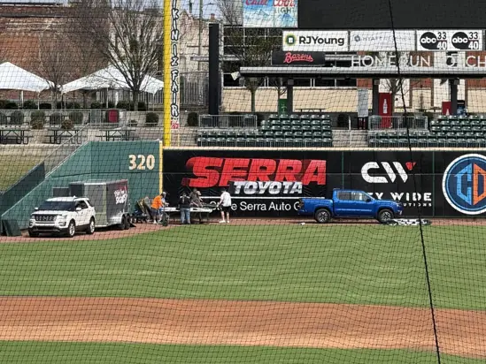 Birmingham baseball venue branding and outfield advertising