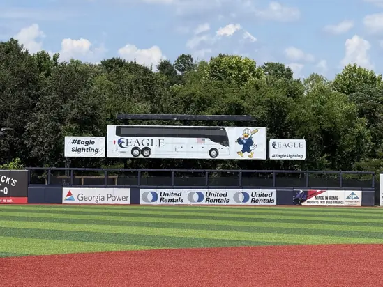Stadium sponsor advertising and outfield signage produced for Rome Emperors baseball