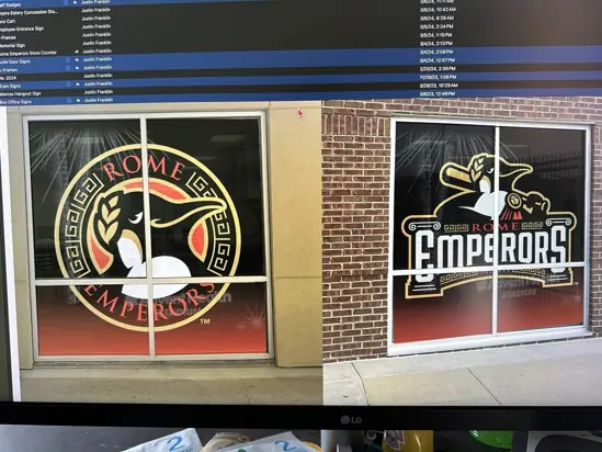 Completed Rome Emperors window identity graphics